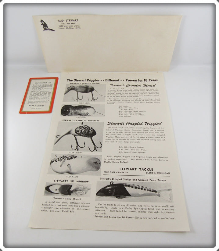 Vintage Bud Stewart Flyer, Envelope & Directions Card Lot