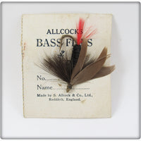 Vintage Allcocks Bass Flies Black & Red Fly On Card