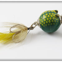 Vintage Worth Green Body Yellow Spots Flutter Fin Lure
