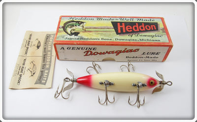 Vintage Heddon White Red Eyes & Tail 150 RET Five Hook Minnow Lure