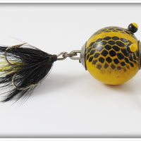 Vintage Worth Yellow Body Black Spots Flutter Fin Lure 