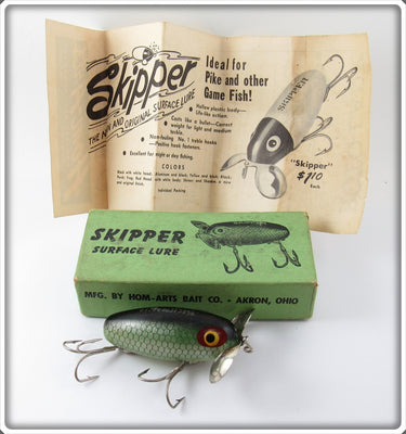 Vintage Hom Arts Bait Co Green Scale Skipper Lure In Box