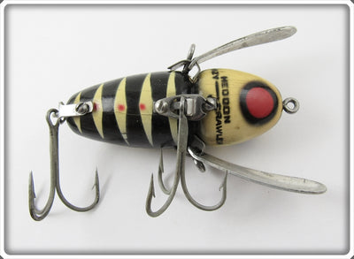 Vintage Heddon Red Chin 2100 BWH Black White Head Crazy Crawler Lure