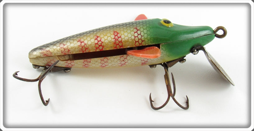 antique kentucky rew wing fishing lure Kentucky Bait Co Perch Scale Red Wings Flutter Fish In Box For Sale