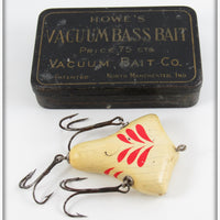 Vintage Howe's Red & White Vacuum Bass Bait Lure In Tin 