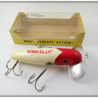 Vintage Arbogast Red Head Wooden Musky Jitterbug Lure In Box 700 R