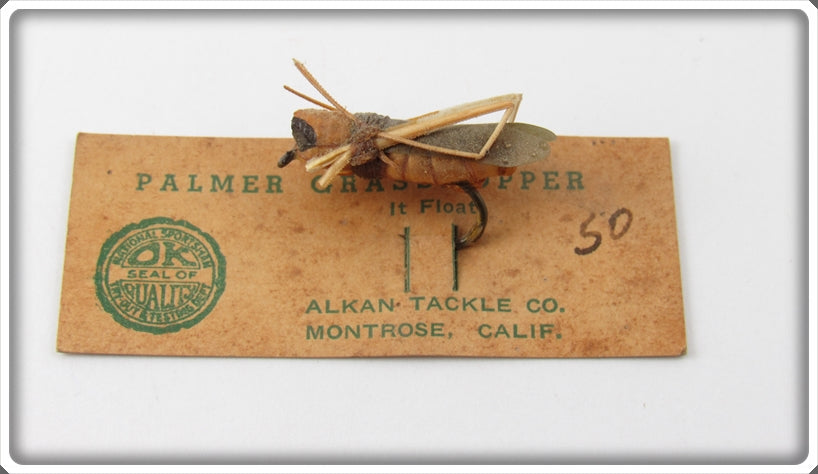 Vintage Alkan Tackle Co Palmer Grasshopper On Card