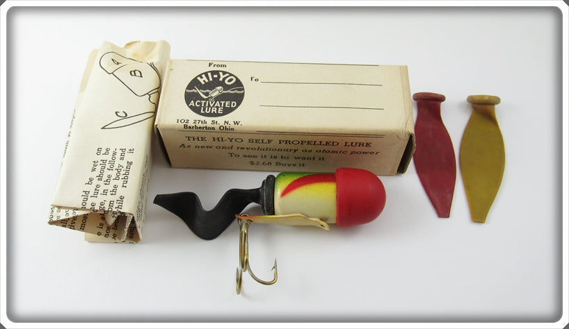 Vintage Hi Yo Green & Red Activated Lure In Box