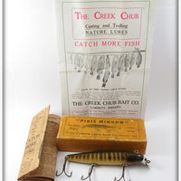 Vintage Creek Chub Intro Pikie Lure In Box With Catalogs