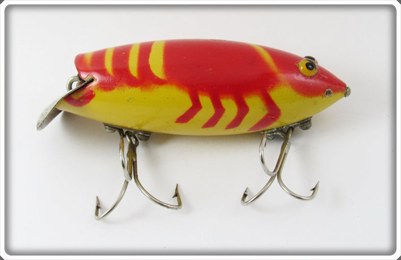 Vintage Medley's Yellow & Red Wiggly Crawfish Lure For Sale