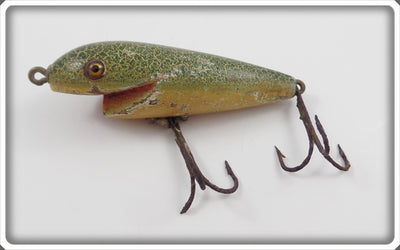 Vintage Pflueger Green Crackleback Baby Surprise Minnow Lure 3985