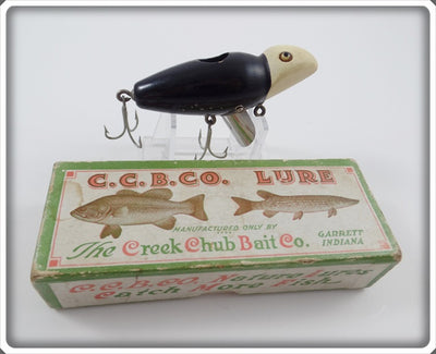 Creek Chub Black Body White Luminous Head Baby Jigger In Box 4111