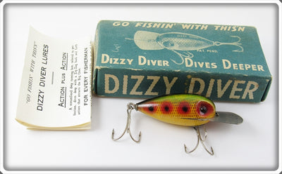 Vintage Fishathon Bait Mfg Co Black Jack Dizzy Diver Lure In Box