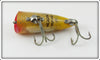 Heddon GFYBS Goldfish / Fish Flash Yellow Black Spots Chugger Jr In Box