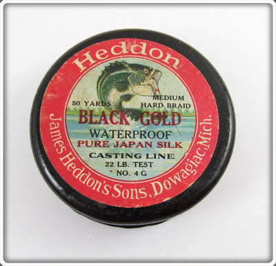 Heddon Black Gold Wooden Line Spool With Line
