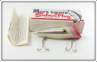 Vintage Mac's Lures Silver Mac's Squid Salmon Plug In Box