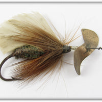Vintage J.T. Buel Brown & White Spinning Fly Lure