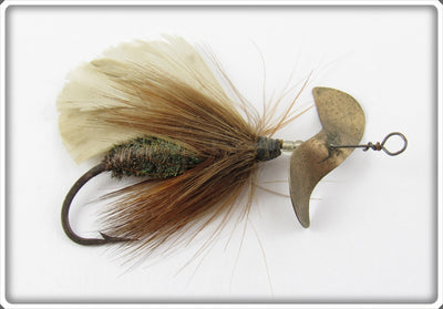 Vintage J.T. Buel Brown & White Spinning Fly Lure