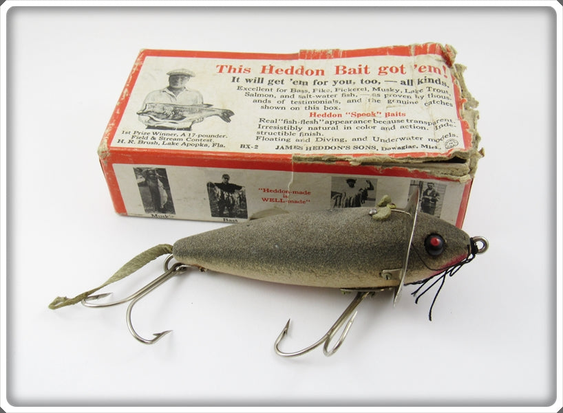 Vintage Heddon Grey Mouse 210 GM Surface Lure In Box