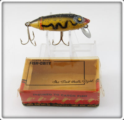 South Bend SSY Silver Speckle Yellow Body Black Shadow Wave Fish Obite