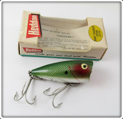 Vintage Heddon Green Shad Chrome Baby Chugger Jr Lure In Box 9522 NSD