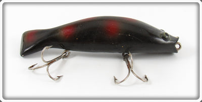 Vintage Paw Paw Black With Red Spots Bullhead Lure 3511 