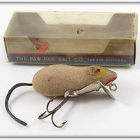 Vintage Paw Paw Grey Fur Finish Mouse Lure In Box 59