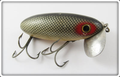 Vintage Fred Arbogast Black With Silver Scale Jitterbug Lure