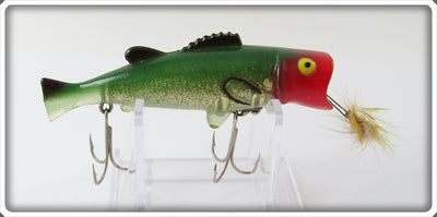 Vintage Buckeye Bait Co Green Back Red Head With Glitter Bug N Bass