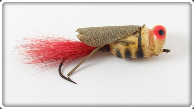 Vintage Unknown Red, White & Black Fly Rod Lure 