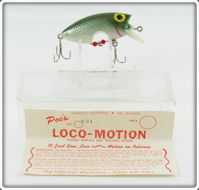 Vintage Poe's Green Shad Loco-Motion Lure In Box