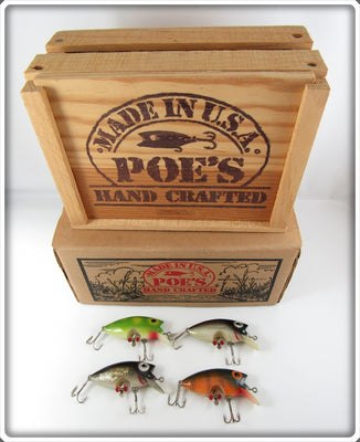 Vintage Poe's Loco-Motion Set Of Four In Wooden Box 
