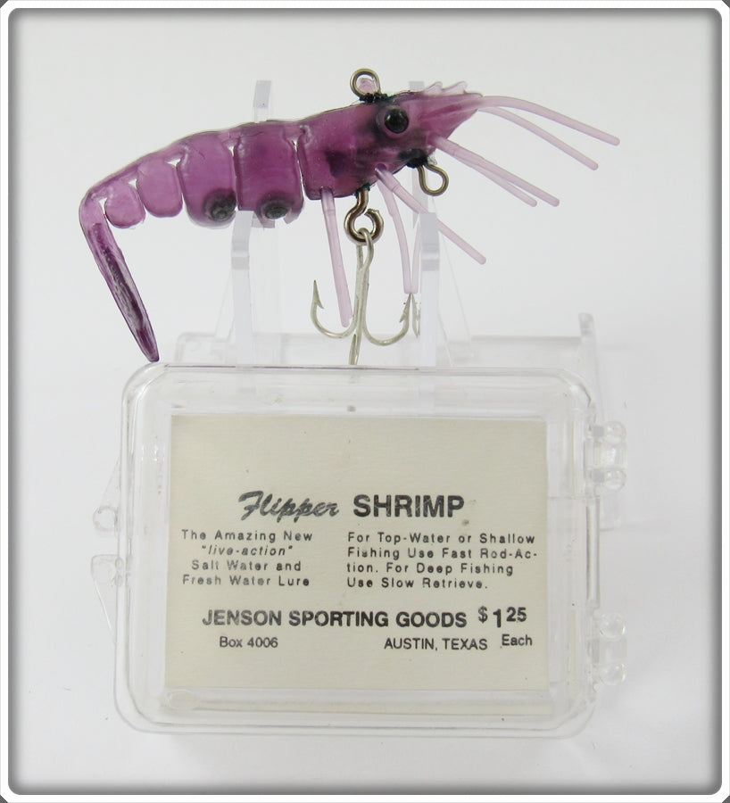 Vintage Jenson Sporting Goods Royal Purple Flipper Shrimp Lure