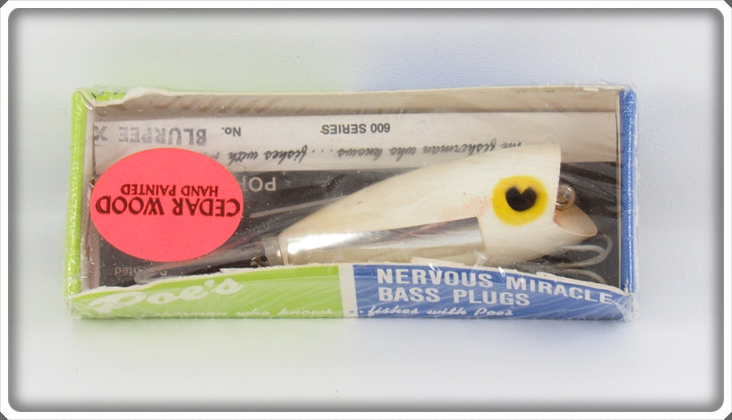 Vintage Poe's White With Silver Strip Blurpee Lure In Box