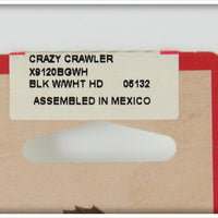 Heddon Black & Gold White Head Crazy Crawler On Card