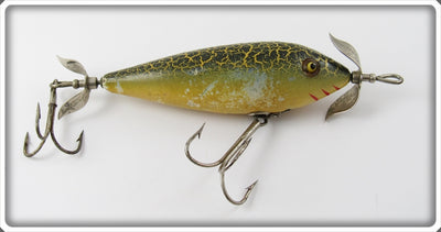 Vintage Heddon Green Crackleback 2nd 300 GCB Surface Minnow Lure