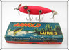 Arnold Fluorescent Red Fireplug Injured Minnow Lure In Box 923 F 