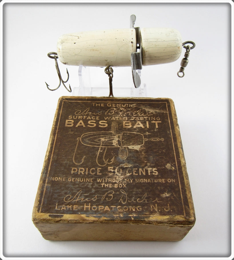 Vintage Ans B Decker White Bass Bait Rotary Head Lure In Box