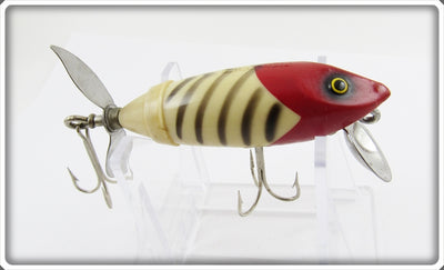 South Bend Uncataloged Red Arrowhead White Body With Stripes Fish Obite