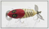 South Bend Uncataloged Red Arrowhead White Body With Stripes Fish Obite