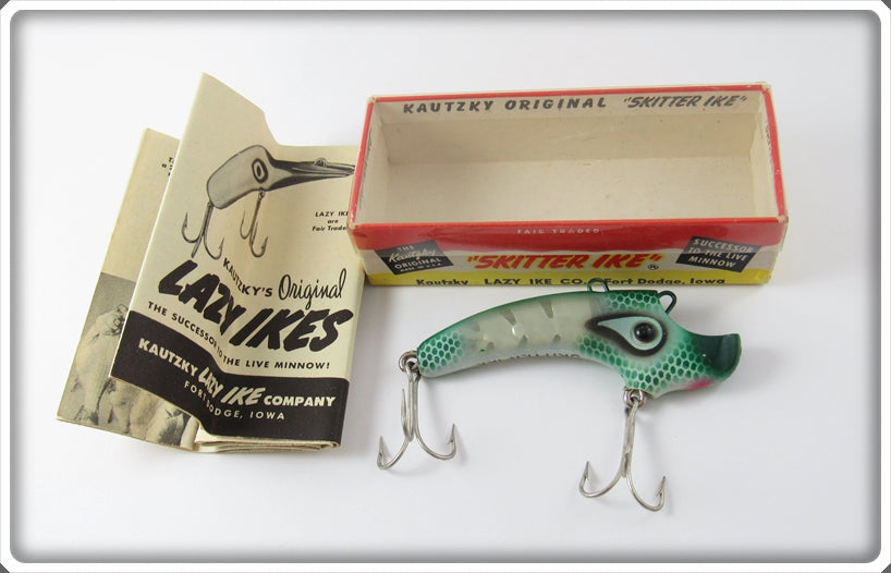 Vintage Kautzky Lazy Ike Green Scale Skitter Ike Lure S06 GR. SC.