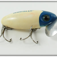 Vintage Fred Arbogast Blue Head White Jitterbug Lure