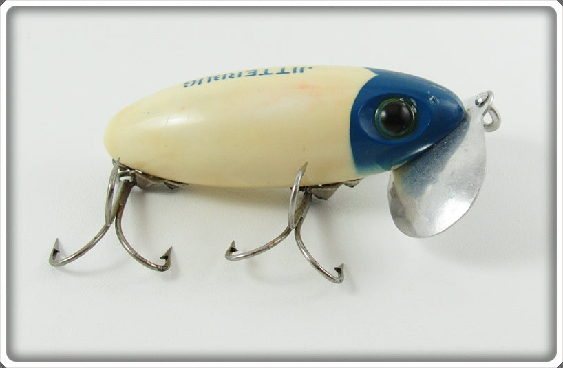 Vintage Fred Arbogast Blue Head White Jitterbug Lure For Sale