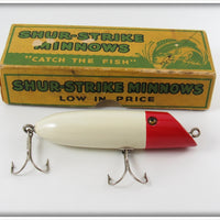 Vintage Shur Strike Red & White Slant Nose Lure In Box A2