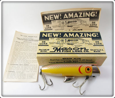 Vintage Mason Fish Lure Co Yellow Herring De Luxe Salmon Plug In Box