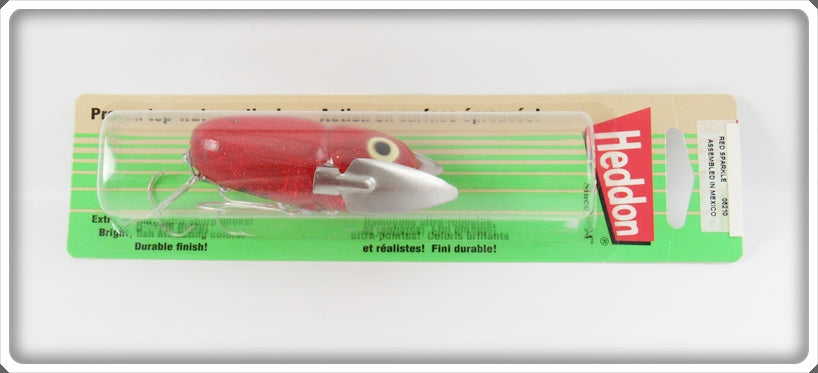 Vintage Heddon Red Sparkle Crazy Crawler Lure On Card X912075