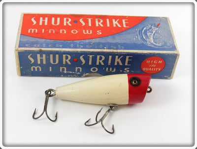 Vintage Shur Strike Red & White Plunker Lure In Box PL 2