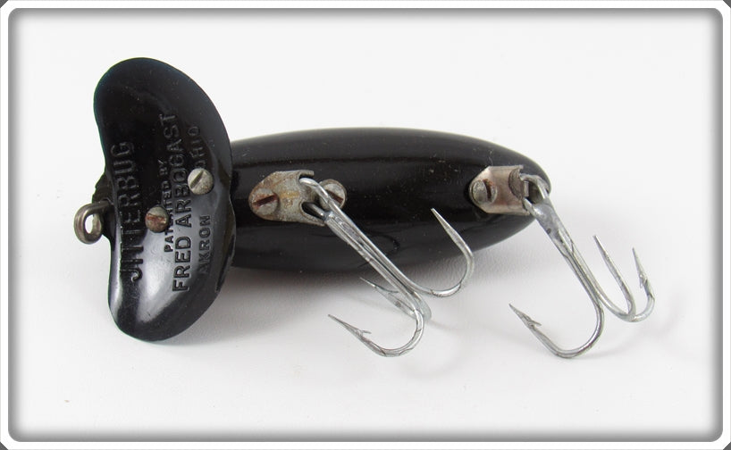 arbogast platic lip jitterbug wwii fishing lure Vintage Fred Arbogast Black Plastic Lip Jitterbug Lure In Box For Sale