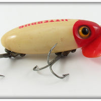 Vintage Fred Arbogast Red & White Plastic Lip Jitterbug Lure