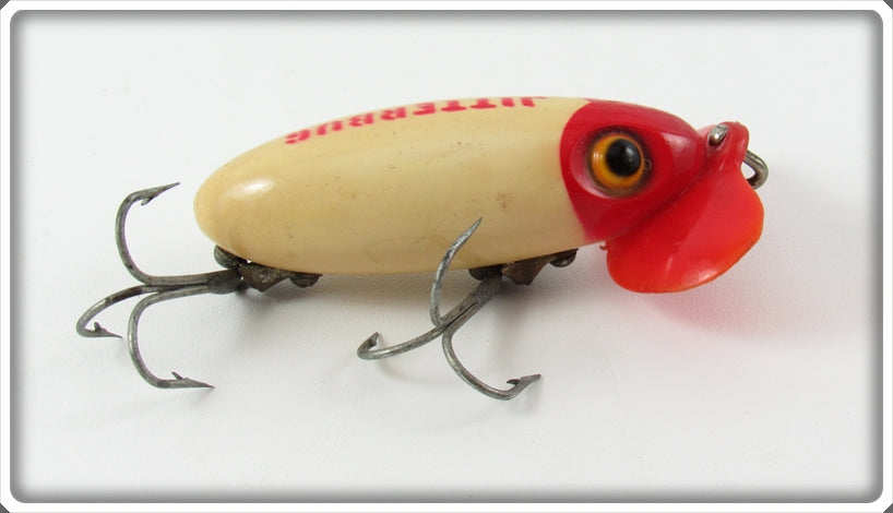 arbogast platic lip jitterbug wwii fishing lure Vintage Fred Arbogast Red & White Plastic Lip Jitterbug Lure For Sale